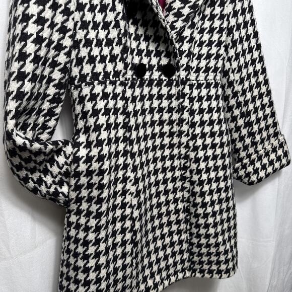 Y2K Express Wool Houndstooth Pea Coat Womens Small EUC Baby Doll Style Outerwear - Picture 4 of 12